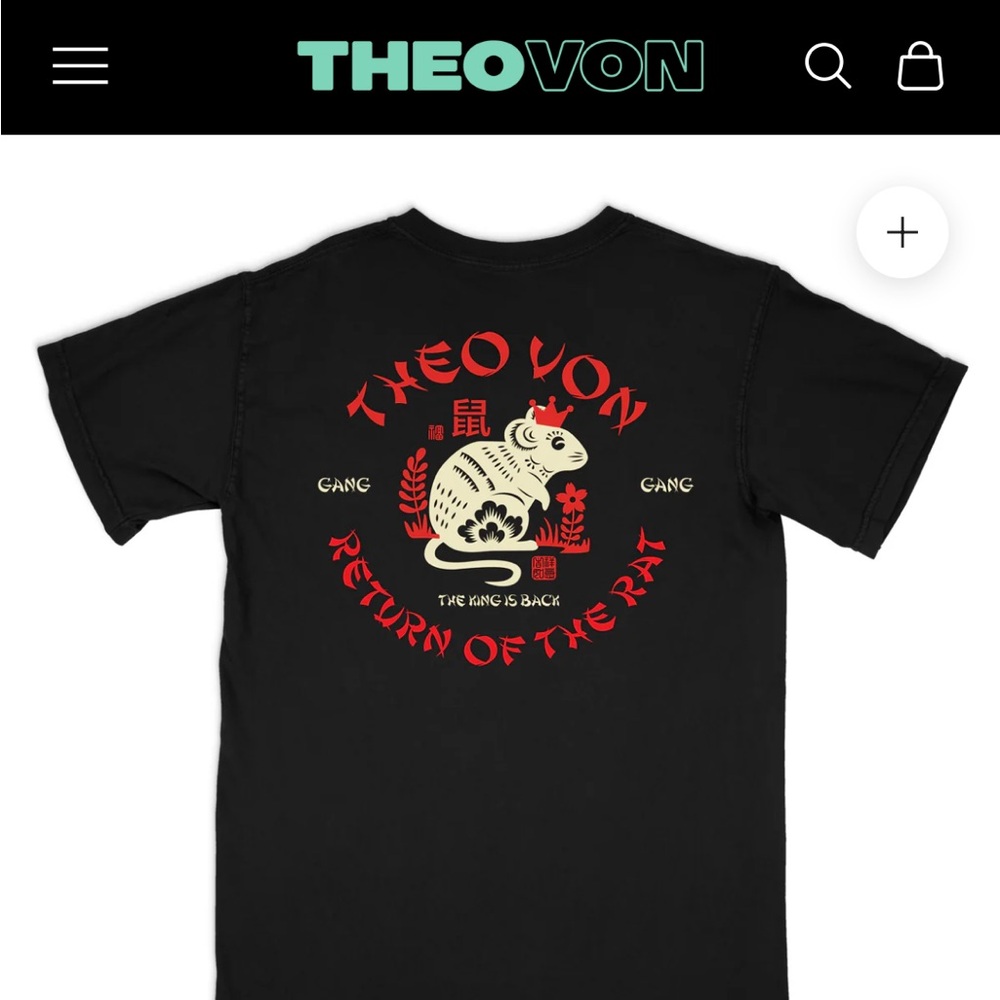 THEO VON CHINESE RAT BLACK TEE XL